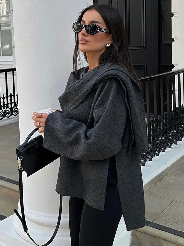 Noriva™ | Klassisk cardigan med skjerf