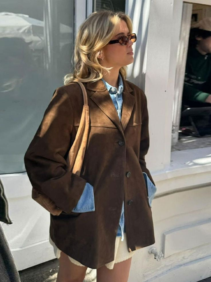 Noriva™ | Blazer i semsket skinn