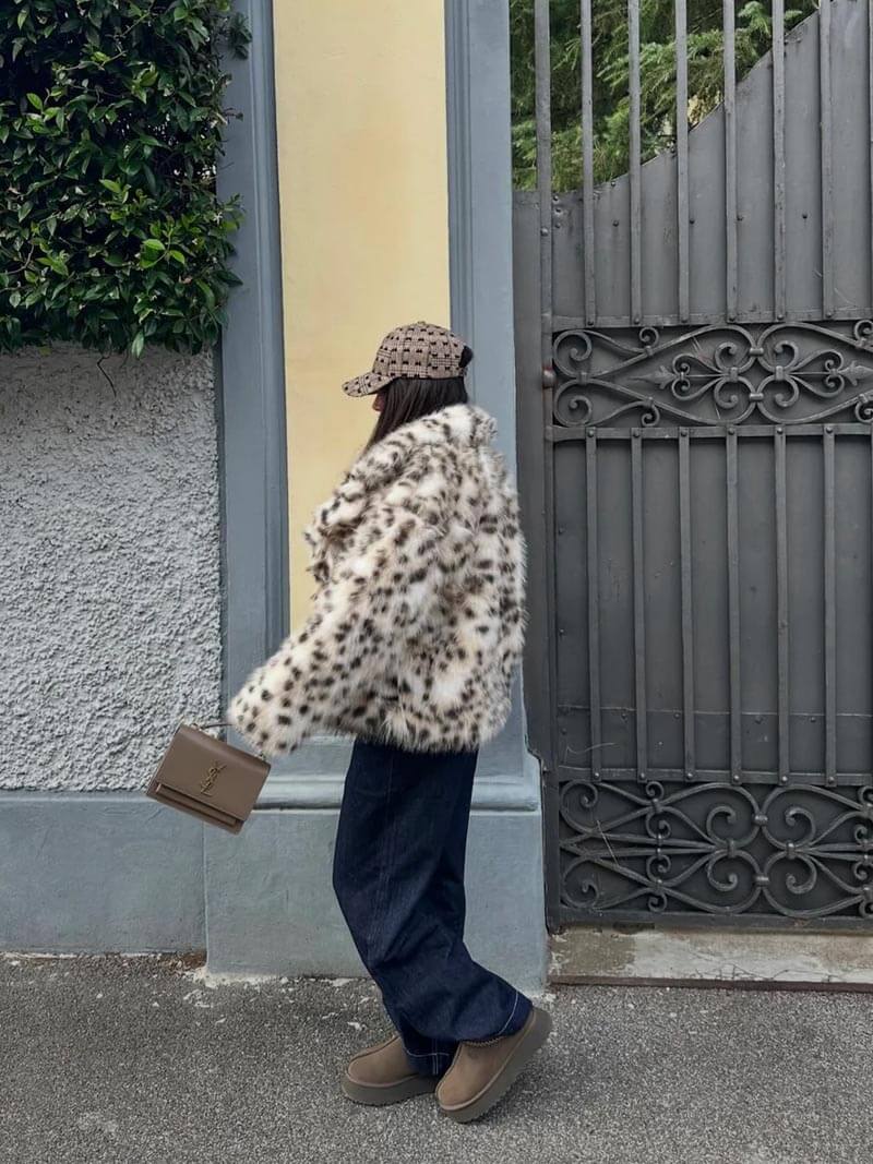 Noriva™ | Leopardjakke i fuskepels