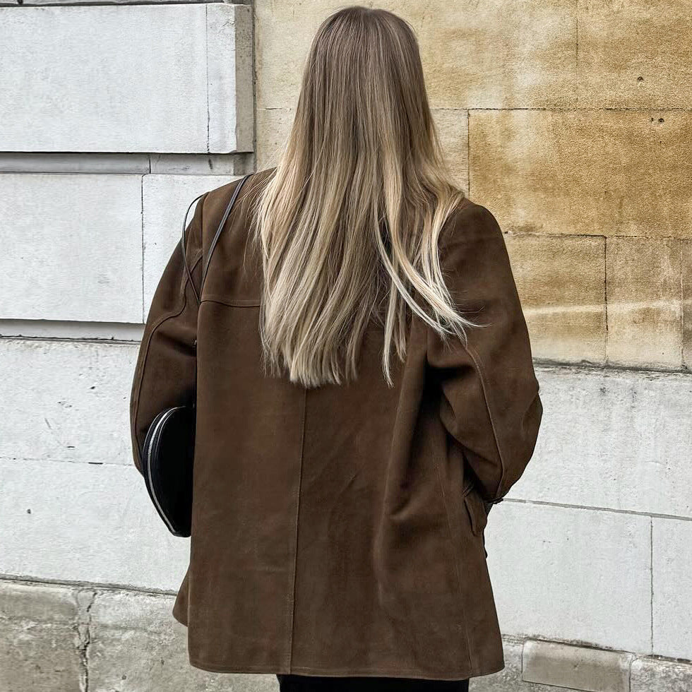 Noriva™ | Blazer i semsket skinn