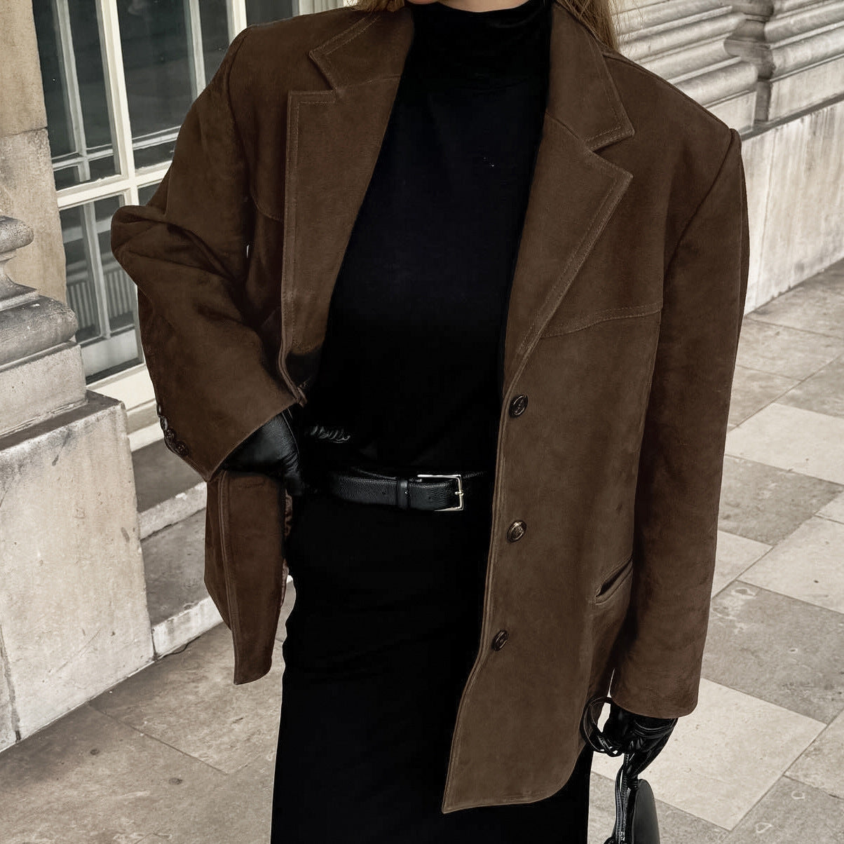 Noriva™ | Blazer i semsket skinn