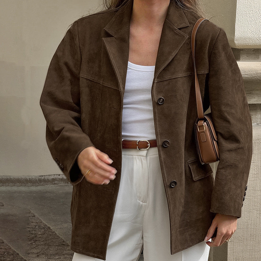 Noriva™ | Blazer i semsket skinn