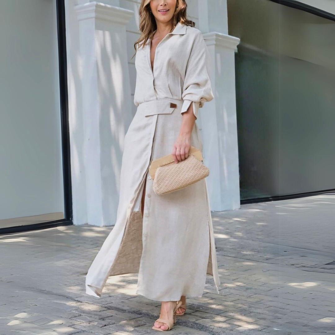 Grete | Elegant maxikjole med V-utringning