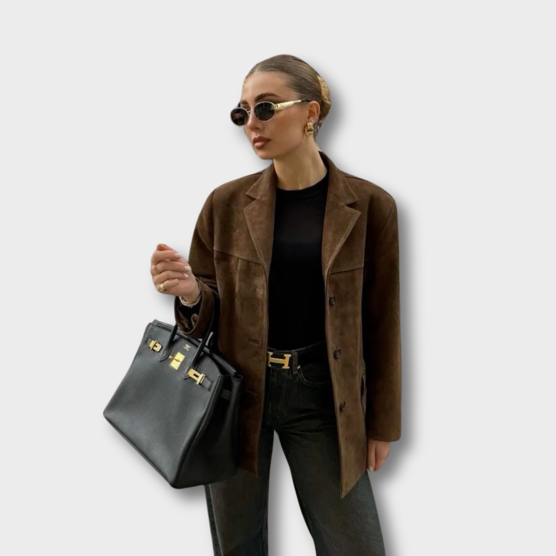 Noriva™ | Blazer i semsket skinn