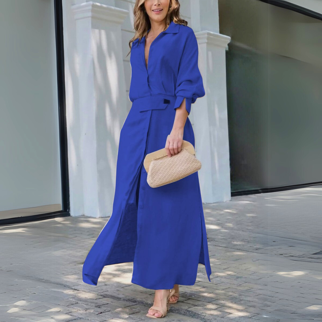 Grete | Elegant maxikjole med V-utringning