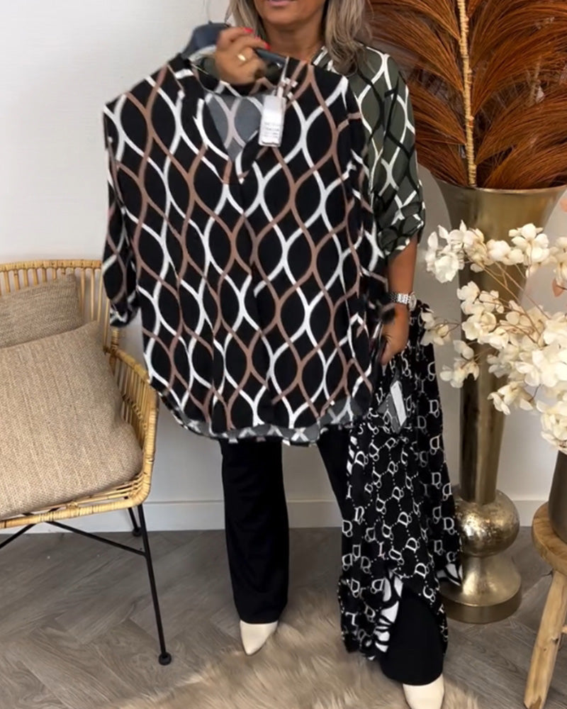 Heidi | Uformell bluse med lange ermer og elegant mønster