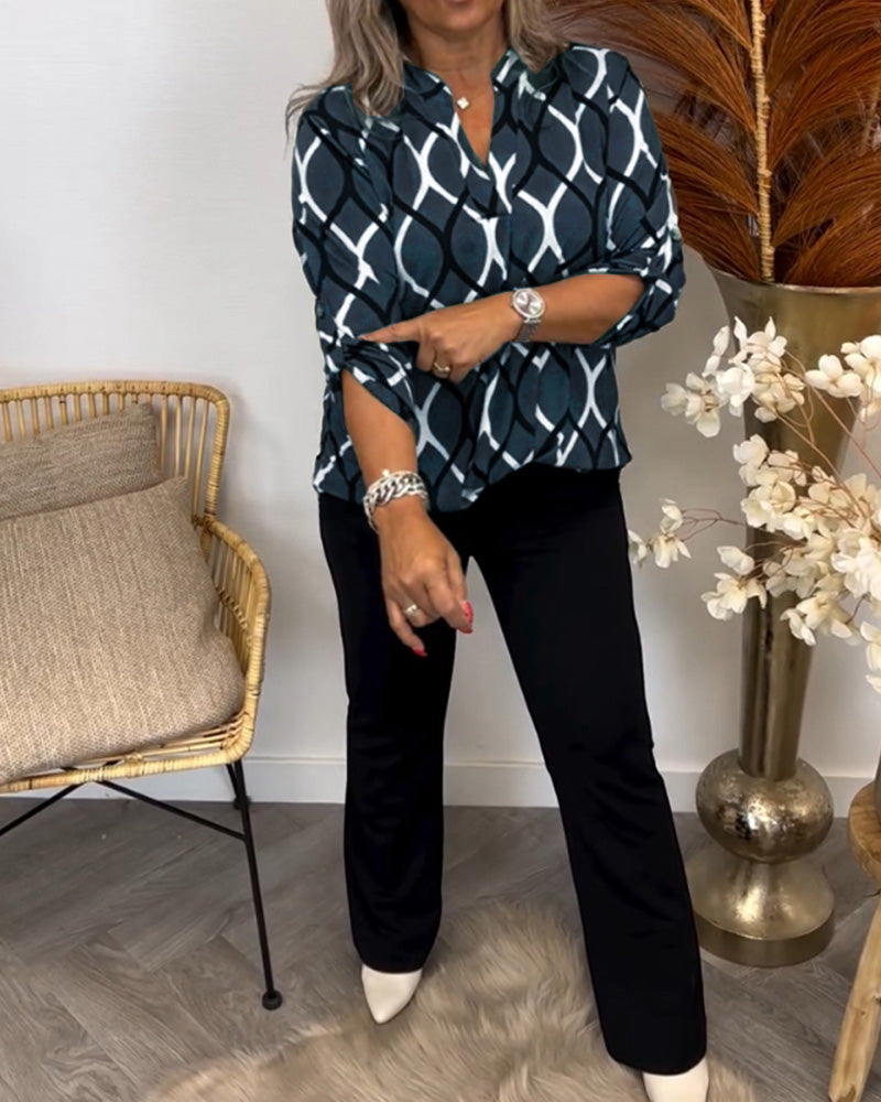 Heidi | Uformell bluse med lange ermer og elegant mønster