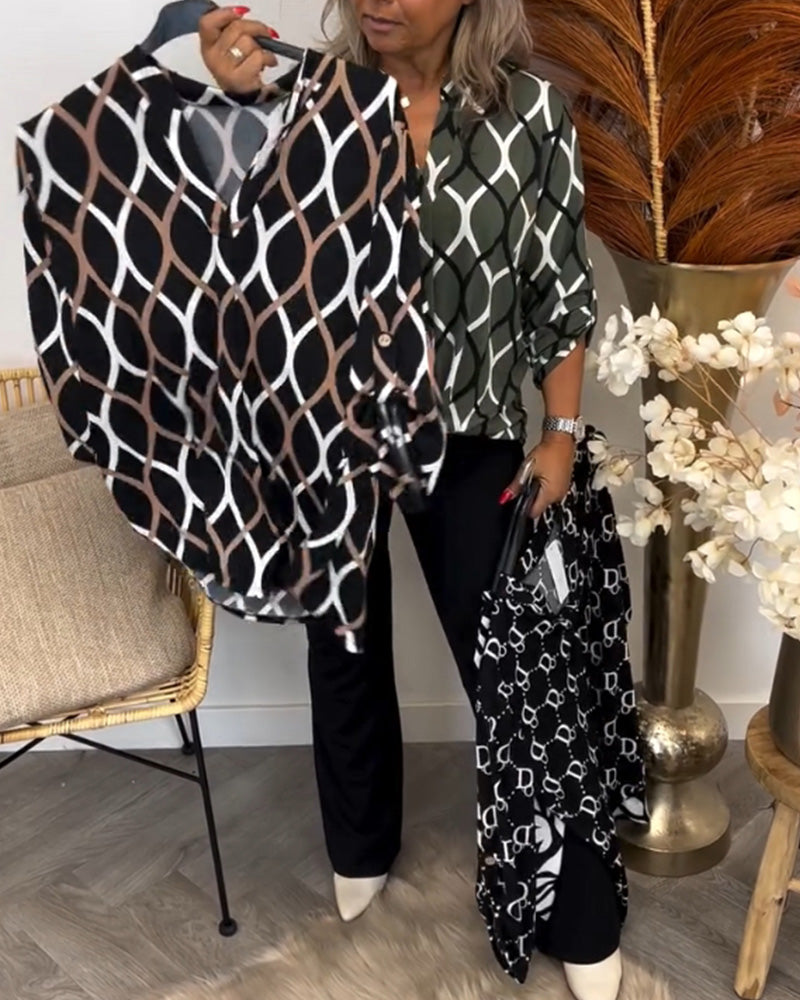 Heidi | Uformell bluse med lange ermer og elegant mønster