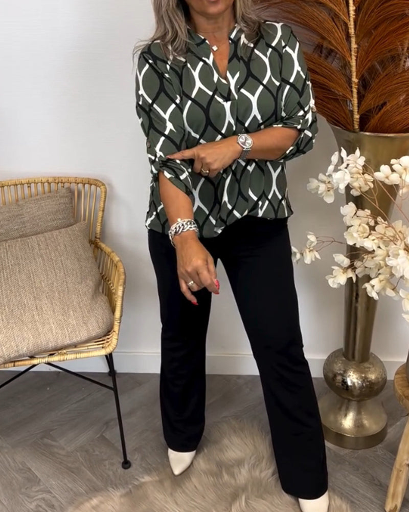 Heidi | Uformell bluse med lange ermer og elegant mønster