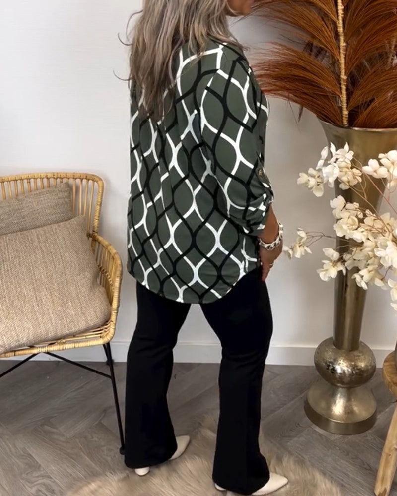 Heidi | Uformell bluse med lange ermer og elegant mønster