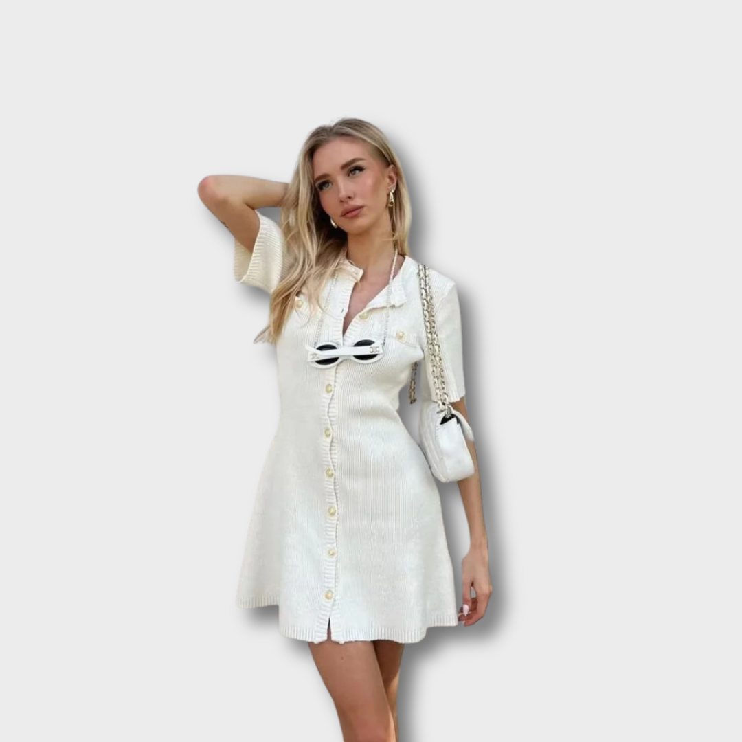 Noriva™ | Ribbestrikket kjole med knapper
