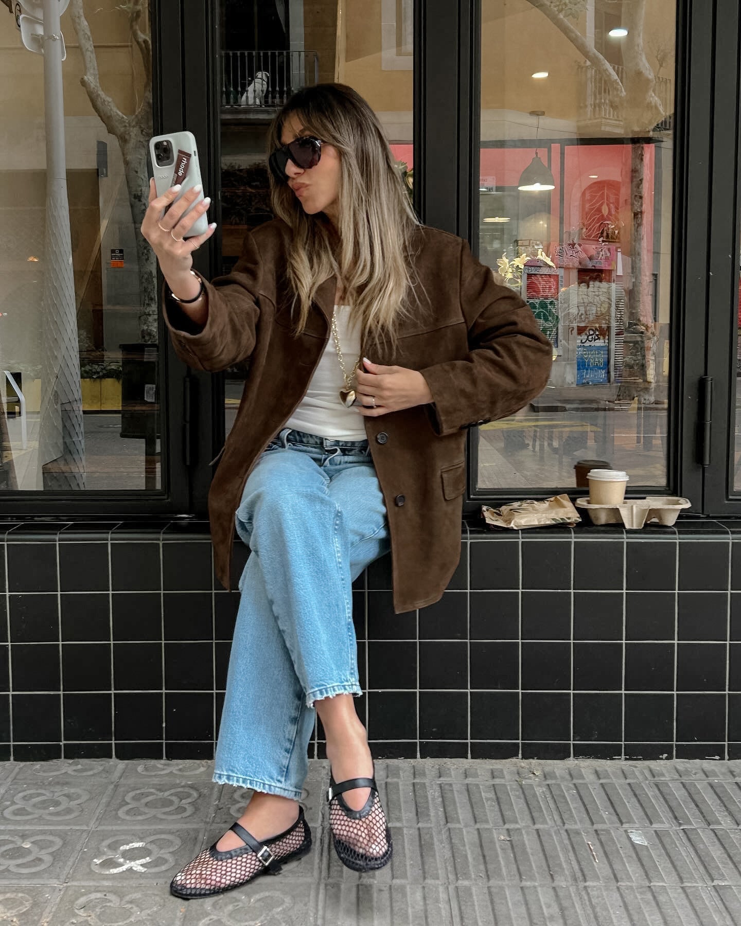 Noriva™ | Blazer i semsket skinn